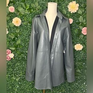 Babaton Slate Gray Faux Leather Jacket